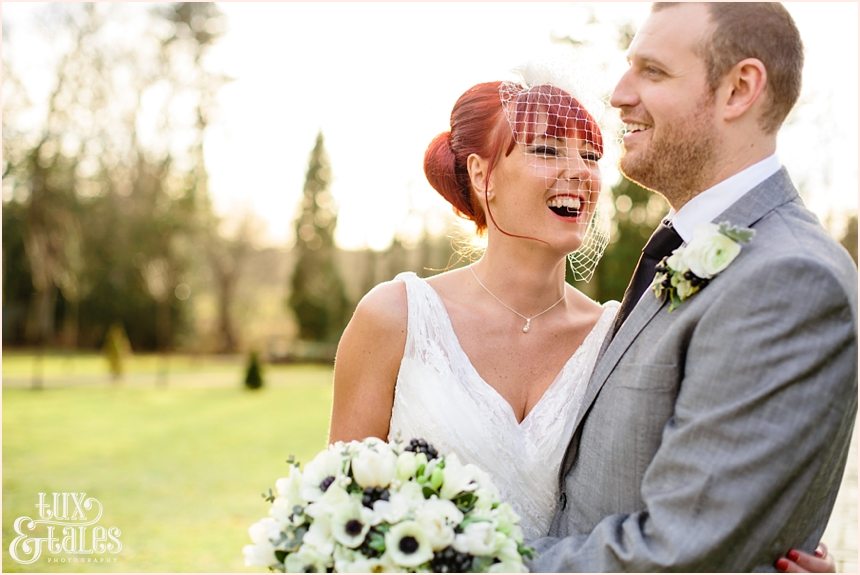 Bride & groom at Hogarths hotel weinter wedding in sunset