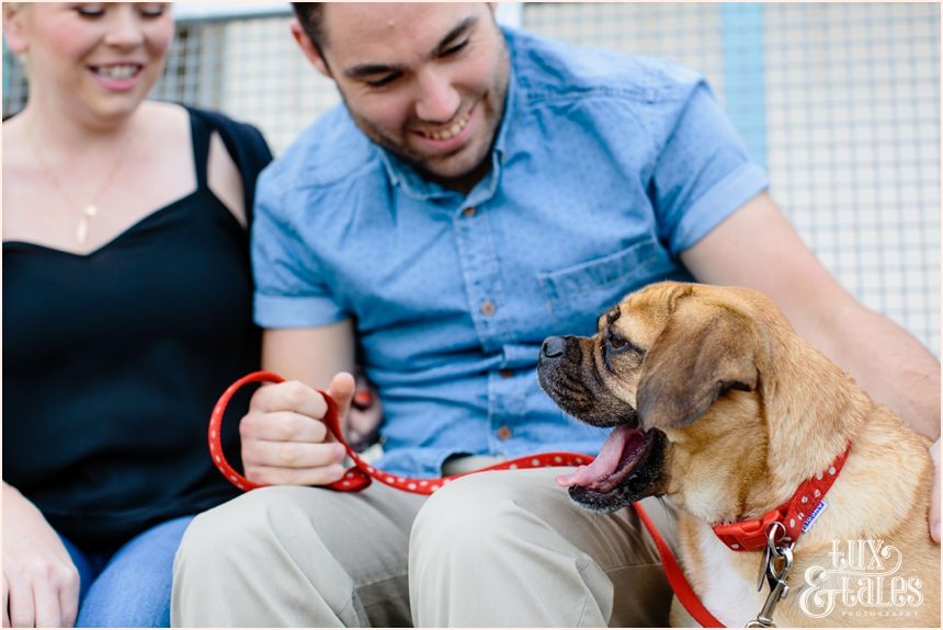 Engagement shoot with dog puggle