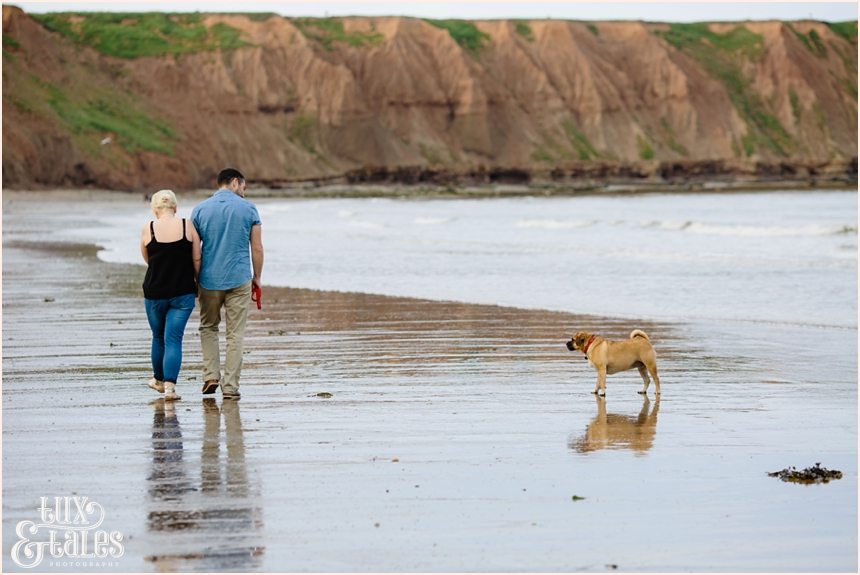 Engagement shoot at filey beach puggle