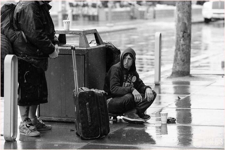 San Francisco Photography - Homeless man making an angry expression