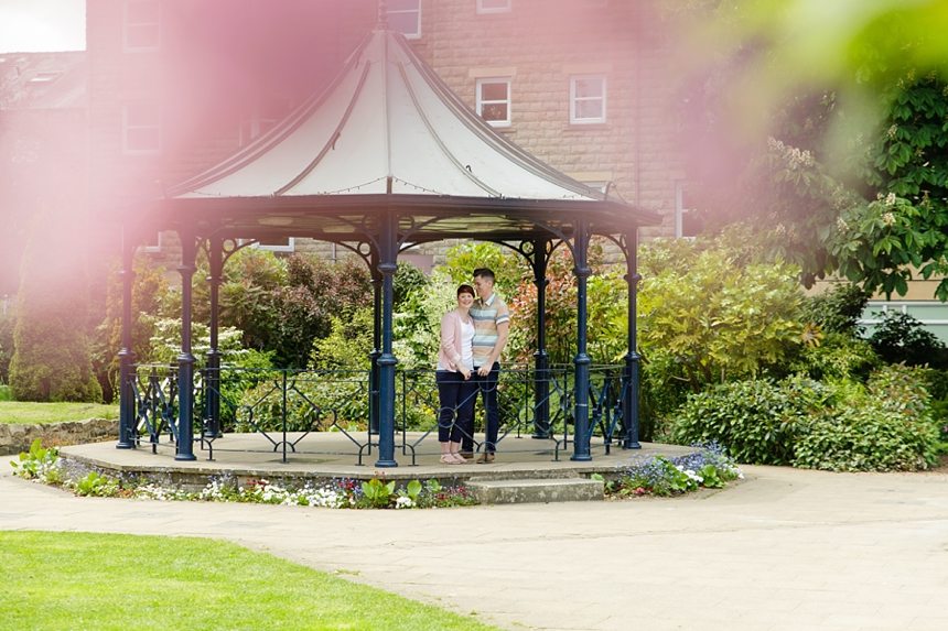 Ilkley engagement photography in gazebo