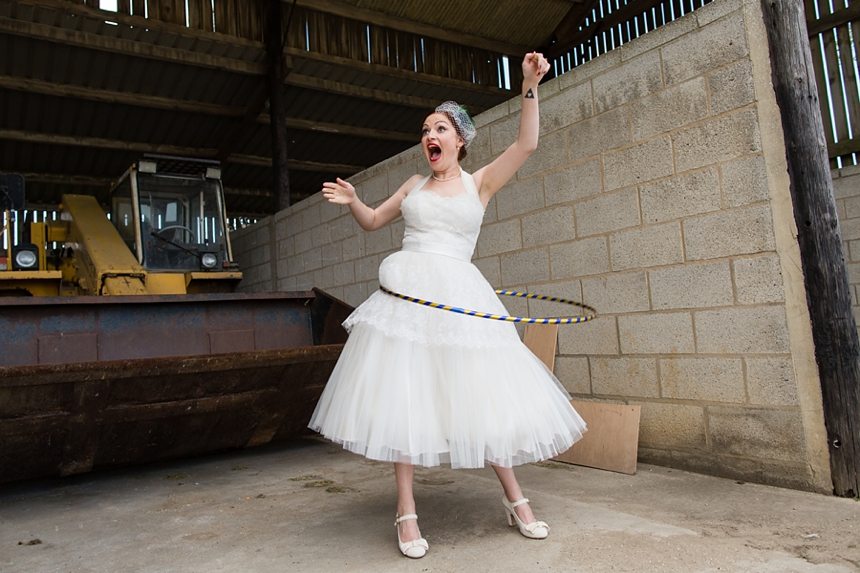 Barmbyfield Barn Wedding Photography Silly bride & groom portraits