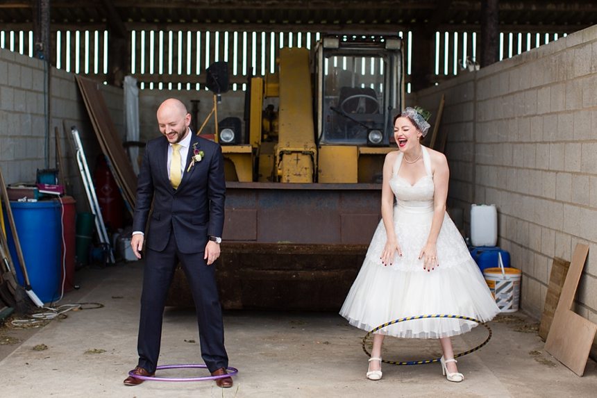 Barmbyfield Barn Wedding Photography Silly bride & groom portraits
