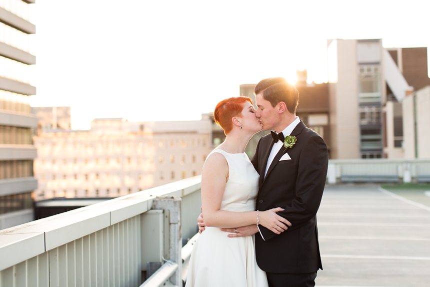 Leeds Club Wedding Photography Rooftop Portraits in Sunset