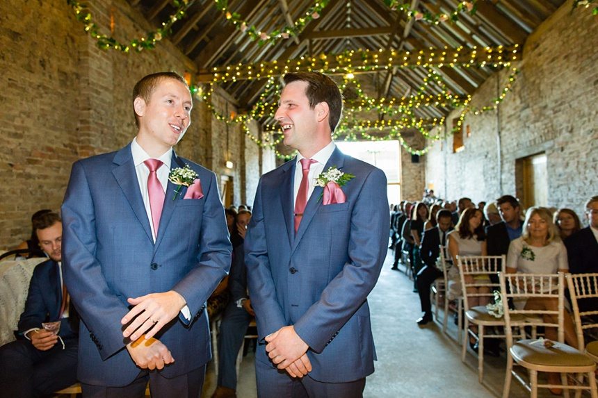 Groom waits for bride Barmbyfield Barn Wedding