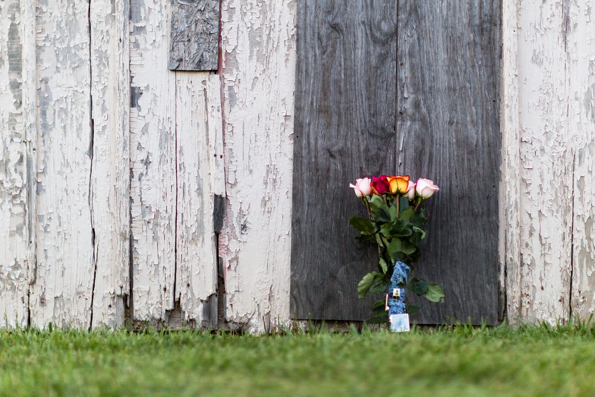 Homemade bouget in front of rustic wood