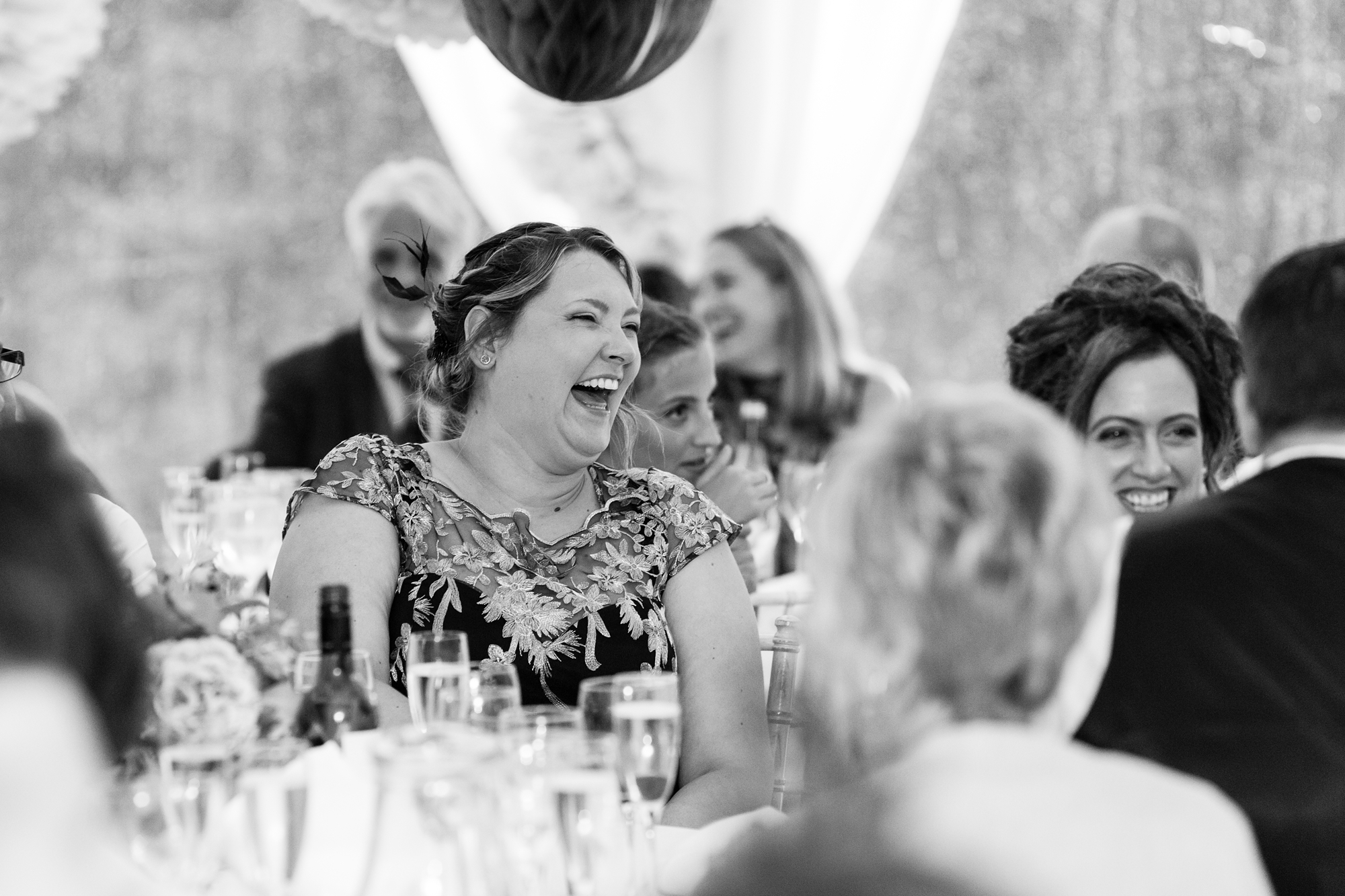 York Wedding photographers guest laughing