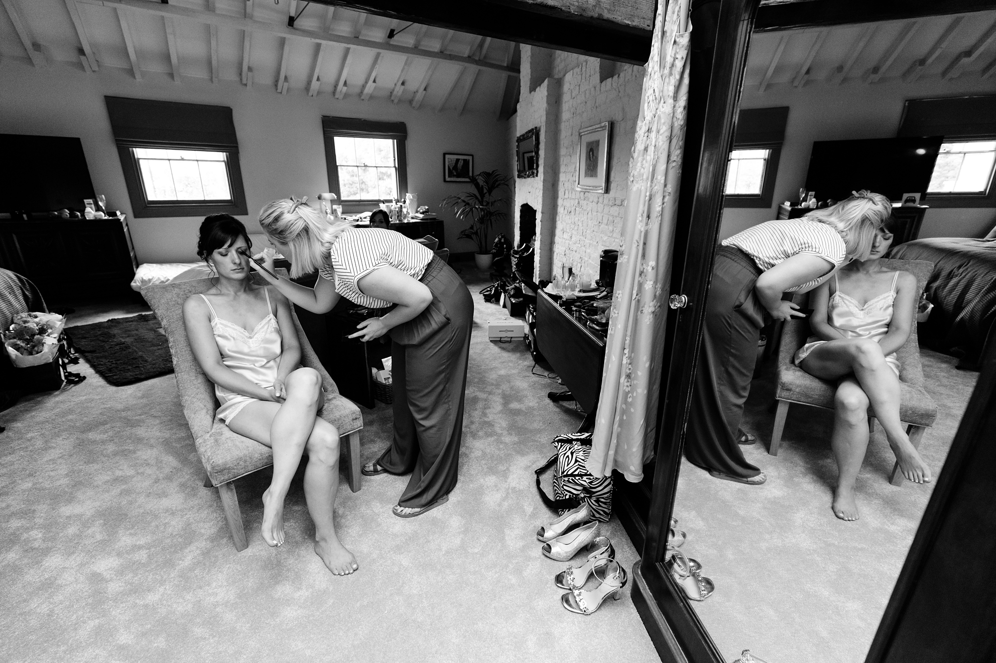 York & Albany Wedding Photography bride makeup reflection