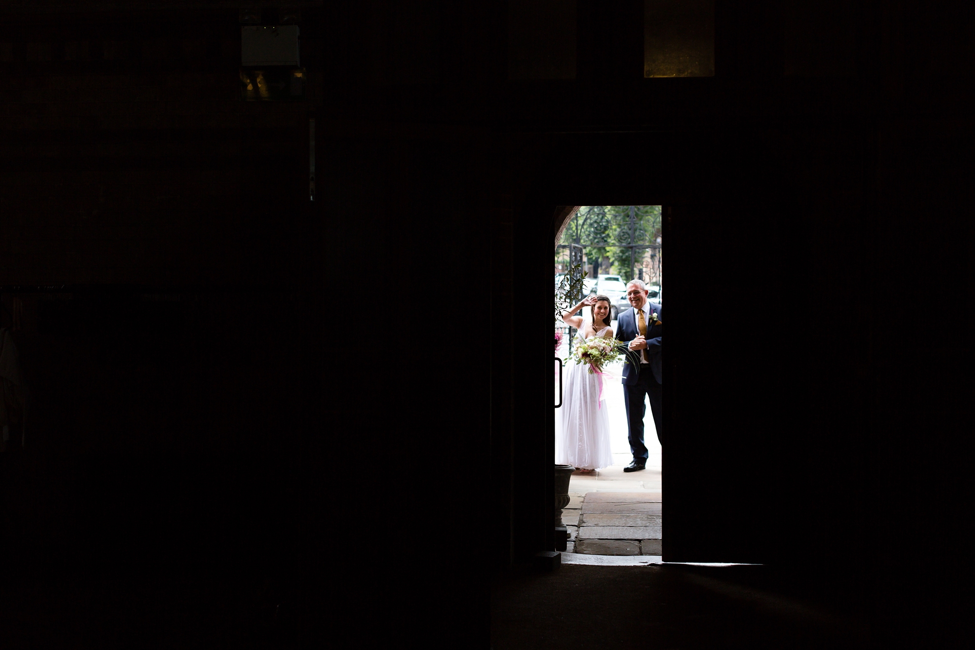 St Stephens Hampstead Heath Wedding Venue Bride waiting outside of door