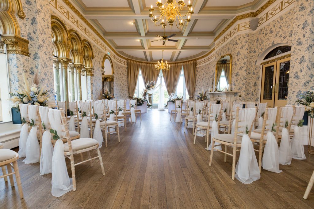 Ceremony room in rushpool hall set up for a wedding